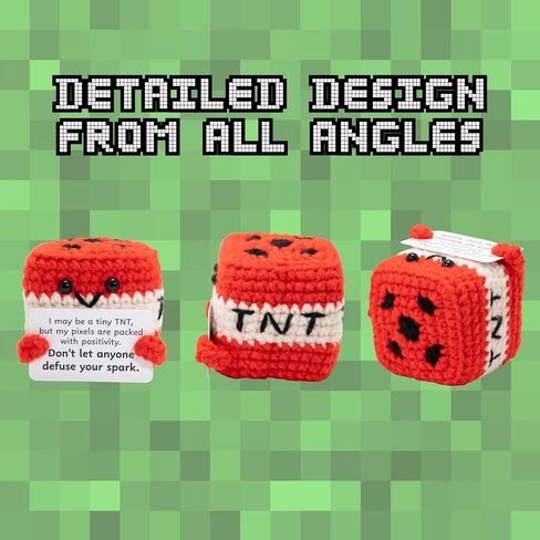 M.O.Q. Inspirational Red TNT Pixel Block Gamer Cosplay Birthday Gifts for Men Women Him Her Boy Girl - Positive Emotional Uplifting Support Small Funny Cute Handmade Crochet Friends in Saudi Arabia
