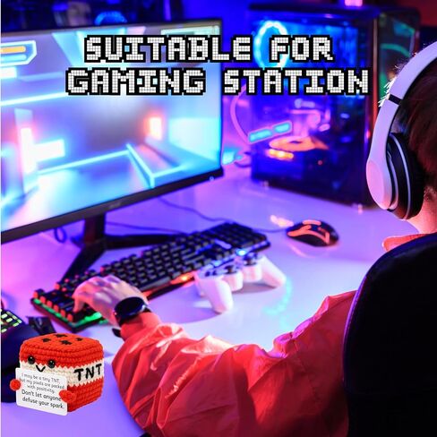 M.O.Q. Inspirational Red TNT Pixel Block Gamer Cosplay Birthday Gifts for Men Women Him Her Boy Girl - Positive Emotional Uplifting Support Small Funny Cute Handmade Crochet Friends in Saudi Arabia