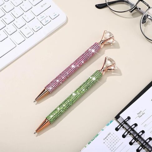 4 Pcs Diamond Pens with Crystal Bling Metal Ballpoint Pens Bridal Shower Retractable Black Ink Rhinestone Writing Pens with Replacement Refills for Women Wedding Office Birthday (AB Color) in Saudi Arabia