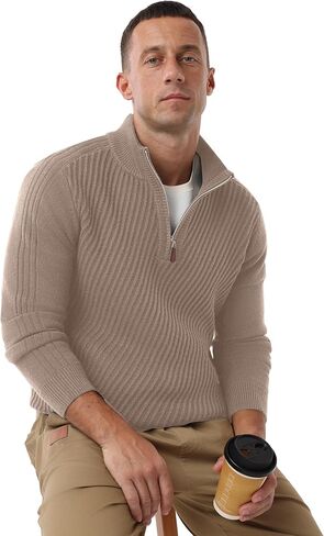 Sailwind Men's Quarter Zip Up Pullover Knit Twill Texture Sweater Casual Long Sleeve Sweaters in Saudi Arabia