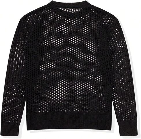 Floerns Men's Hollow Out Long Sleeve Sweater See Through Rave Outfit Knit Pullover Tops in Saudi Arabia