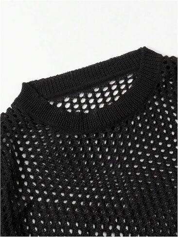 Floerns Men's Hollow Out Long Sleeve Sweater See Through Rave Outfit Knit Pullover Tops in Saudi Arabia