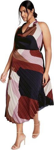 تنورة نسائية من City Chic بمقاس كبير من أمايا غير متماثلة ومطبوعة بطيات هارمونيكا in Kuwait