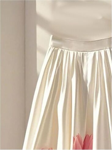 تنورة Verdusa النسائية الأنيقة بطبعة زهور، تنورة طويلة مرنة بخصر عالٍ على شكل حرف A وكشكشة in Kuwait