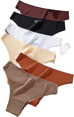 OYOANGLE Women's 6-Pack Seamless Underwear Sexy Low Rise Stretch Moisture Wicking Breathable Cheeky Underwear Thongs in Saudi Arabia