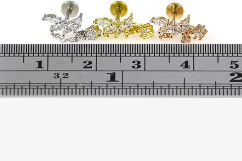Tri Marquis with Round Cz Gemstone Dangling on Chain 16 Gauge Surgical Steel Hidden Tragus Labret-Cartilage Earring -Helix Stud- Conch Piercing Stud- Piercing Jewelry in Saudi Arabia