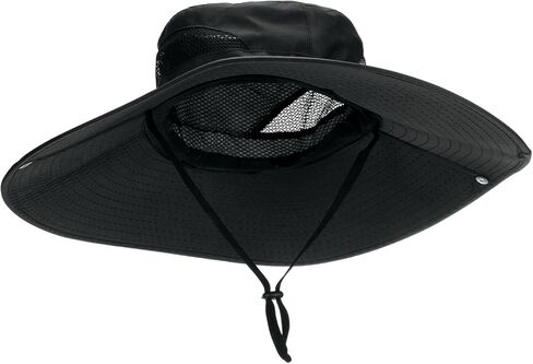 HARFINGTON Wide Brim Bucket Hat Polyester Sun Protection Hat Unisex Fishing Cap for Beach Hiking Garden Lawn Work Camping Outdoor, Black in Saudi Arabia