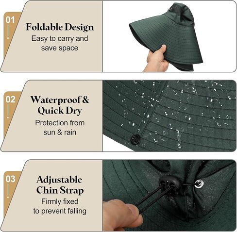 HARFINGTON Wide Brim Bucket Hat Polyester Sun Protection Hat Unisex Fishing Cap for Beach Hiking Garden Lawn Work Camping Outdoor, Dark Gray in Saudi Arabia