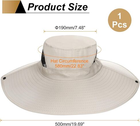 HARFINGTON Wide Brim Bucket Hat Polyester Sun Protection Hat Unisex Fishing Cap for Beach Hiking Garden Lawn Work Camping Outdoor, Beige in Saudi Arabia