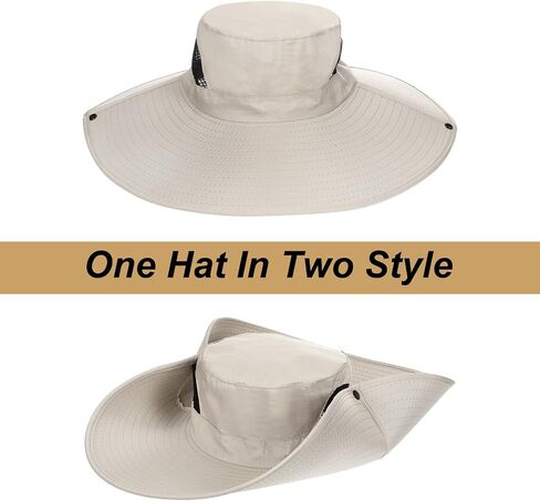 HARFINGTON Wide Brim Bucket Hat Polyester Sun Protection Hat Unisex Fishing Cap for Beach Hiking Garden Lawn Work Camping Outdoor, Beige in Saudi Arabia