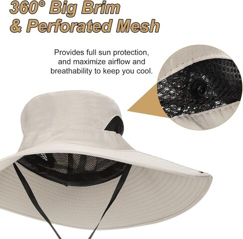 HARFINGTON Wide Brim Bucket Hat Polyester Sun Protection Hat Unisex Fishing Cap for Beach Hiking Garden Lawn Work Camping Outdoor, Beige in Saudi Arabia