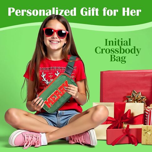 Christmas Fanny Pack With Bracelets For Girls Boys Women, Merry Green Belt Bag, Christmas Merry Purse Sling Crossbody Bags For Holiday Navidad Gifts in Saudi Arabia