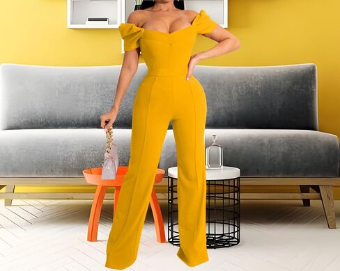Women’s Summer Jumpsuit Elegant Short Sleeve Long Wide Leg Pants Dressy Clubwear Party Outfit in Saudi Arabia