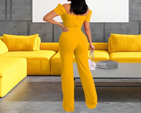 Women’s Summer Jumpsuit Elegant Short Sleeve Long Wide Leg Pants Dressy Clubwear Party Outfit in Saudi Arabia