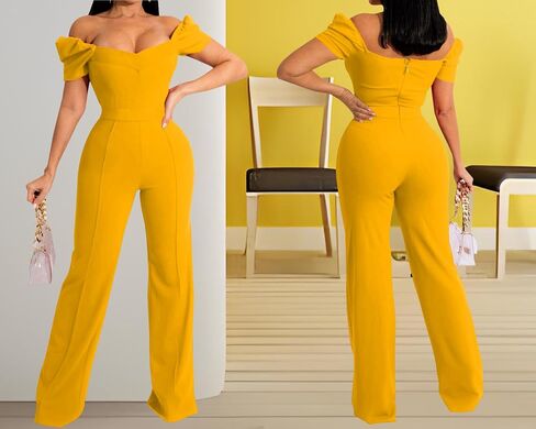 Women’s Summer Jumpsuit Elegant Short Sleeve Long Wide Leg Pants Dressy Clubwear Party Outfit in Saudi Arabia