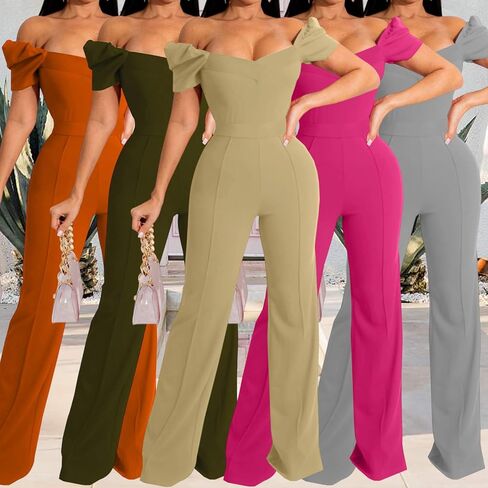 بذلة نسائية صيفية أنيقة بأكمام قصيرة وطويلة وواسعة الساق، ملابس أنيقة للحفلات in Kuwait