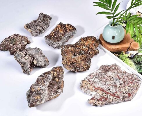 Natural Chalcopyrite Rock Specimens Symbiosis Red Crystal Quartz Rough Mineral Stone Collection Crystal Gifts 0.4-0.6 Pound in Kuwait