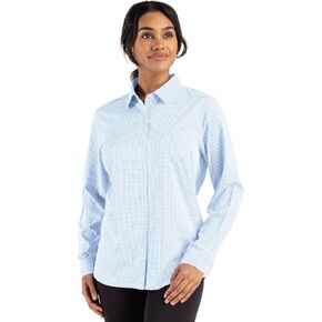 قميص نسائي طويل الأكمام من Cutter & Buck Skyline Epic Confidence معاد تدويره من القماش القطني in Kuwait