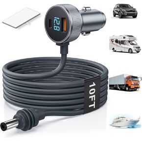 Starlink Mini DC Power Cable Cigarette Lighter 10FT, 3 in 1 Starlink Mini Car Adapter Cigarette Lighter Adapter 12V-24V with Digital Display USB Type C Car Charger for RV Truck Car in Kuwait