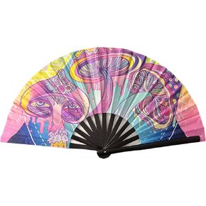CYNMOON - Get Lost - Large Rave Clack Folding Hand Fan for Men/Women - for EDM, Music Festival, Club, Event, Party, Dance, Performance, Decoration, Gift in Kuwait