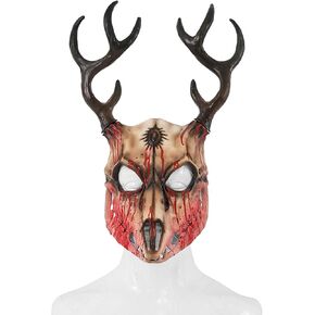 Deer Skull Mask with Realistic Antlers - Halloween Horror Mask for Adults, Krampus Style Party Cosplay Costume in Kuwait