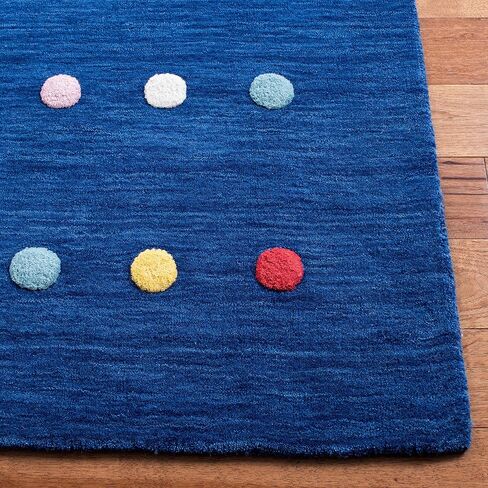 SAFAVIEH Kids Collection Accent Rug - 4' x 6', Ivory, Handmade Polka Dot Wool, Ideal for High Traffic Areas in Playroom, Nursery, Bedroom (SFK804A) in Saudi Arabia