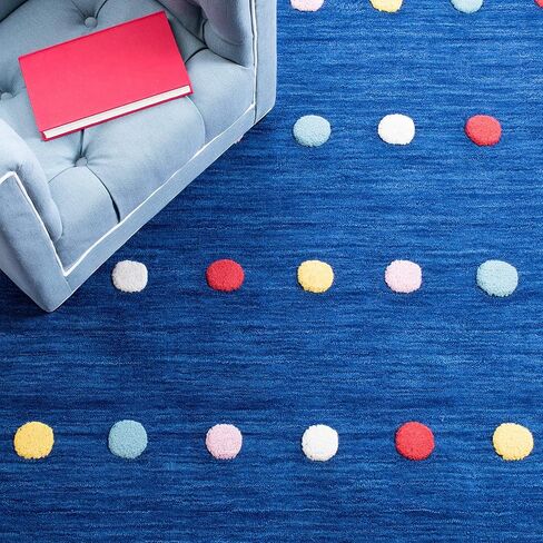 SAFAVIEH Kids Collection Accent Rug - 4' x 6', Ivory, Handmade Polka Dot Wool, Ideal for High Traffic Areas in Playroom, Nursery, Bedroom (SFK804A) in Saudi Arabia