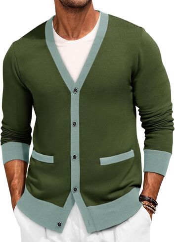 Runcati Men's Cardigan Sweater Long Sleeve V Neck Cardigan Casul Button Down Knitted Sweaters with Pockets in Saudi Arabia