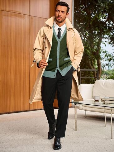 Runcati Men's Cardigan Sweater Long Sleeve V Neck Cardigan Casul Button Down Knitted Sweaters with Pockets in Saudi Arabia