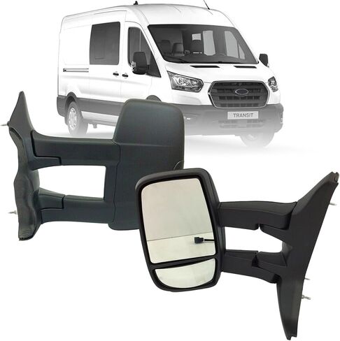Replacement Driver Left Side Door Mirror Long Extension View Tow Mirror Power No Heated without Signal Light Indicator for Ford Transit 150 250 350 from 2010 to 2023 in Kuwait