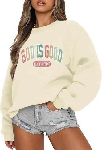 God Is Good Sweatshirt Christian Sweatshirts for Women Oversized Jesus Faith Shirts Inspirational Bible Verse Pullover in Saudi Arabia