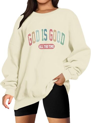 God Is Good Sweatshirt Christian Sweatshirts for Women Oversized Jesus Faith Shirts Inspirational Bible Verse Pullover in Saudi Arabia