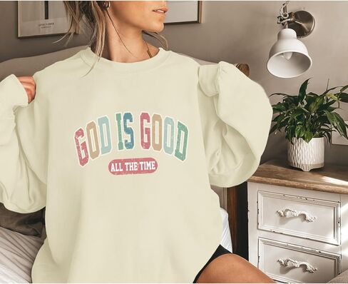 God Is Good Sweatshirt Christian Sweatshirts for Women Oversized Jesus Faith Shirts Inspirational Bible Verse Pullover in Saudi Arabia