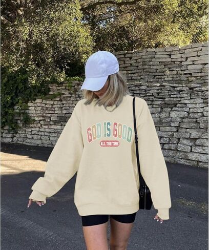 God Is Good Sweatshirt Christian Sweatshirts for Women Oversized Jesus Faith Shirts Inspirational Bible Verse Pullover in Saudi Arabia