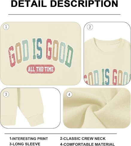 God Is Good Sweatshirt Christian Sweatshirts for Women Oversized Jesus Faith Shirts Inspirational Bible Verse Pullover in Saudi Arabia