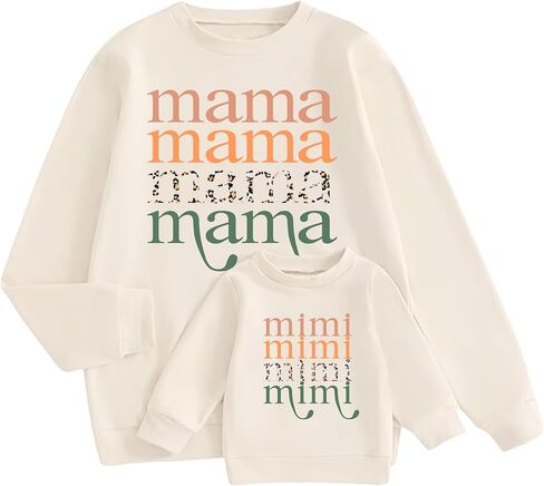 Mommy and Me Matching Outfits Mama and Mini Long Sleeve Crewneck Pullover Tops Graphic Family Sweatshirts in Saudi Arabia