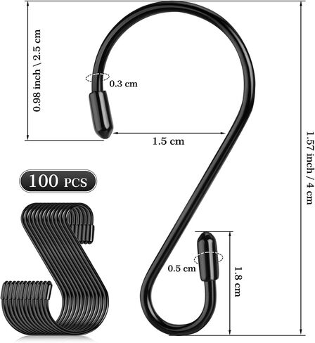 100 Pieces 3.15 Inch S Shaped Stainless Steel Hooks Metal Hanging Hooks Curtain Hooks Pan Pot Holder Rack Hooks for Hanging Pot, Pan, Cups, Plants, Bags, Jeans, Towels (Rose Gold) in Saudi Arabia