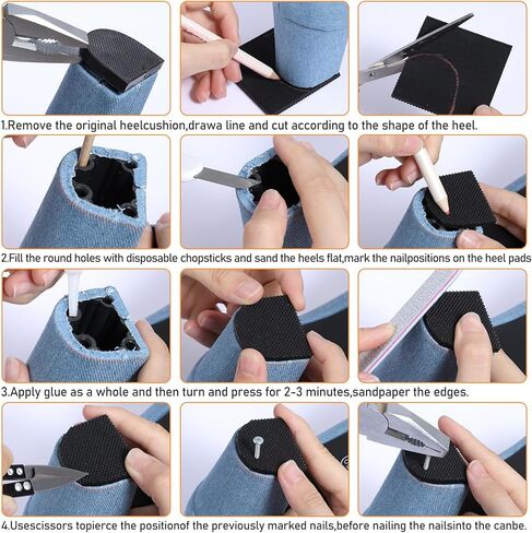 8 قطع من رقعة الكعب العالي، استبدال كعب الحذاء، نصائح إصلاح النعل المربع، واقيات النعل غير القابلة للانزلاق، مقابض أحذية مطاطية للكعب العالي، قبعات مضادة للكعب (6.2 × 6.2 × 0.4 سم) in Kuwait