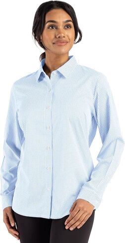 قميص نسائي طويل الأكمام من Cutter & Buck Skyline Epic Confidence معاد تدويره من القماش القطني in Kuwait