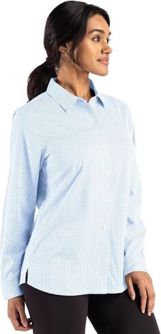 قميص نسائي طويل الأكمام من Cutter & Buck Skyline Epic Confidence معاد تدويره من القماش القطني in Kuwait