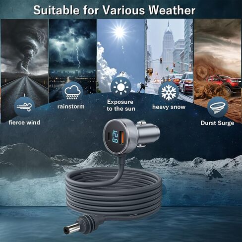 كابل طاقة Starlink Mini DC ولاعة سجائر 10أقدام، 3 في 1 Starlink Mini Car محول ولاعة السجائر 12V-24V مع شاشة رقمية USB نوع C شاحن سيارة لسيارة شاحنة RV in Kuwait