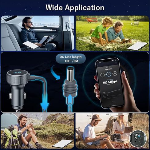كابل طاقة Starlink Mini DC ولاعة سجائر 10أقدام، 3 في 1 Starlink Mini Car محول ولاعة السجائر 12V-24V مع شاشة رقمية USB نوع C شاحن سيارة لسيارة شاحنة RV in Kuwait