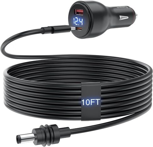 Starlink Mini Car Adapter 15FT Starlink Mini Cable Accessories PD 100W Fast Charging USB C Car Charger DC 12V 24V Cigarette Lighter Power Adapter with Digital Display for Cars RVs Trucks Yachts in Saudi Arabia