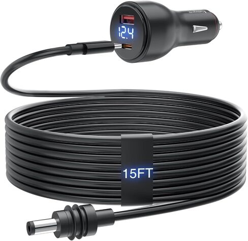Starlink Mini Car Adapter 15FT Starlink Mini Cable Accessories PD 100W Fast Charging USB C Car Charger DC 12V 24V Cigarette Lighter Power Adapter with Digital Display for Cars RVs Trucks Yachts in Saudi Arabia