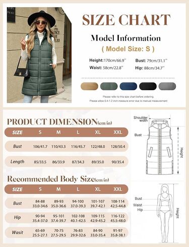 Yusongirl Puffer Vest for Women Long Hooded Lightweight Puffy Jacket Warm Sleeveless Fall Winter down Coat Outerwear in Kuwait