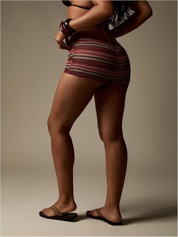 Verdusa Women's Y2K Micro Shorts Colorful Striped Drop Waist Party Going Out Fitted Mini Shorts in Saudi Arabia