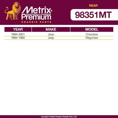 أجزاء الهيكل الفاخرة من Metrix - قطعتان من مجموعة وصلات شريط تثبيت قضيب التثبيت الخلفي تناسب 1984-2001 Jeep Cherokee، 1984-1990 Jeep eer، استبدال K750132، صنع في أوروبا in Saudi Arabia