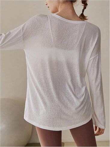 تي شيرت SweatyRocks نسائي بأكمام طويلة وشفاف للتمرين واليوجا رياضي ناعم ومريح in Saudi Arabia