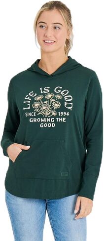 Life is Good Women's Growing the Good Daisies Crusher-FLEX Hoodie Tunic, Treeline Green in Saudi Arabia