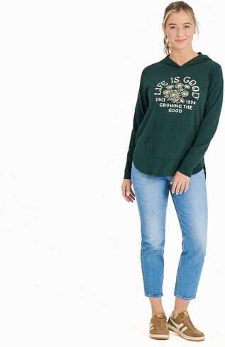 Life is Good Women's Growing the Good Daisies Crusher-FLEX Hoodie Tunic, Treeline Green in Saudi Arabia